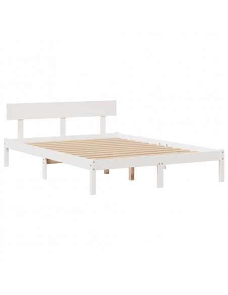 Letto Libreria senza Materasso Bianco 140x190 cm Legno di Pino