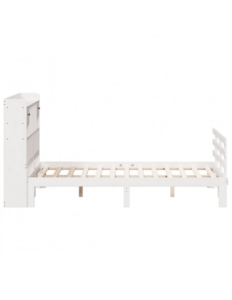 Letto Libreria senza Materasso Bianco 140x190 cm Legno di Pino