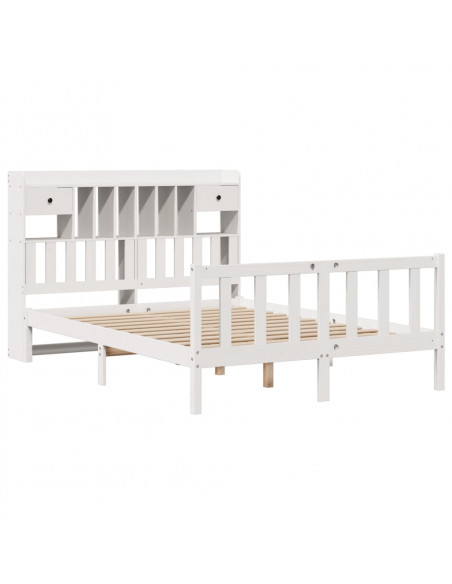 Letto Libreria senza Materasso Bianco 140x190 cm Legno di Pino