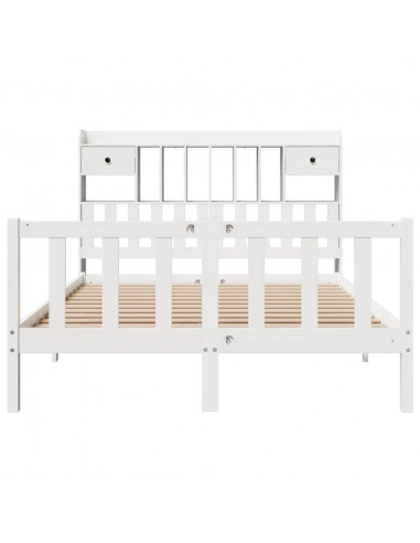 Letto Libreria senza Materasso Bianco 140x190 cm Legno di Pino