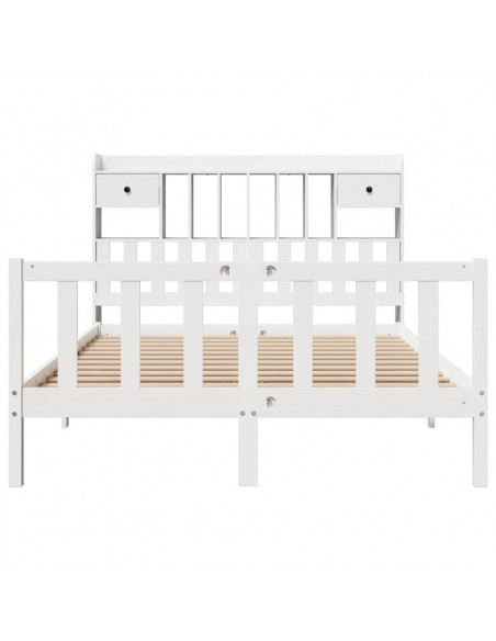 Letto Libreria senza Materasso Bianco 140x190 cm Legno di Pino