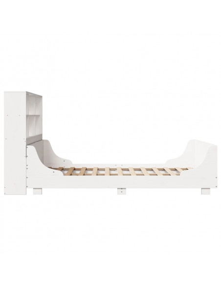 Letto Libreria senza Materasso Bianco 140x190 cm Legno Massello