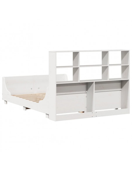 Letto Libreria senza Materasso Bianco 140x190 cm Legno Massello