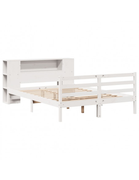 Letto Libreria senza Materasso Bianco 140x200 cm Legno di Pino