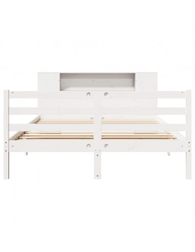 Letto Libreria senza Materasso Bianco 140x200 cm Legno di Pino