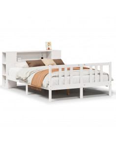 Letto Libreria senza Materasso Bianco 140x200 cm Legno di Pino