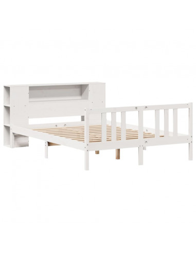 Letto Libreria senza Materasso Bianco 140x200 cm Legno di Pino