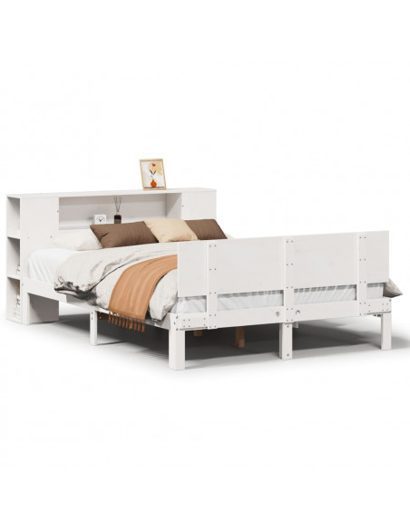 Letto Libreria senza Materasso Bianco 140x200 cm Legno di Pino