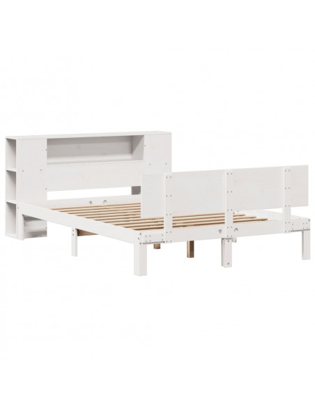 Letto Libreria senza Materasso Bianco 140x200 cm Legno di Pino