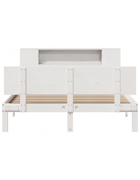 Letto Libreria senza Materasso Bianco 140x200 cm Legno di Pino