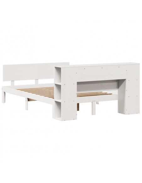 Letto Libreria senza Materasso Bianco 140x200 cm Legno di Pino