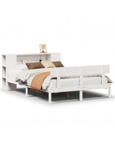 Letto Libreria senza Materasso Bianco 140x200 cm Legno di Pino