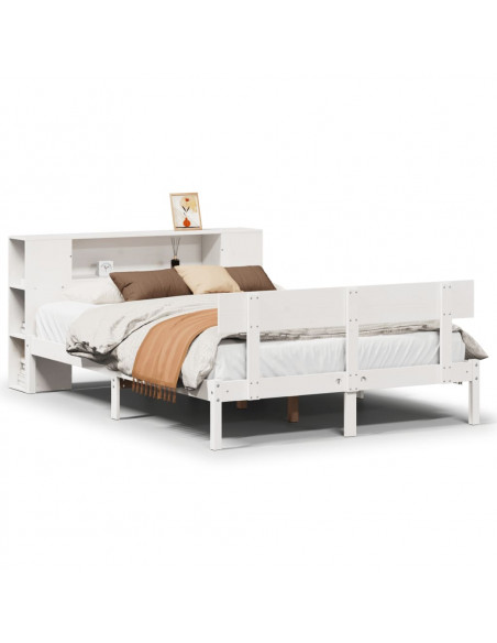 Letto Libreria senza Materasso Bianco 140x200 cm Legno di Pino