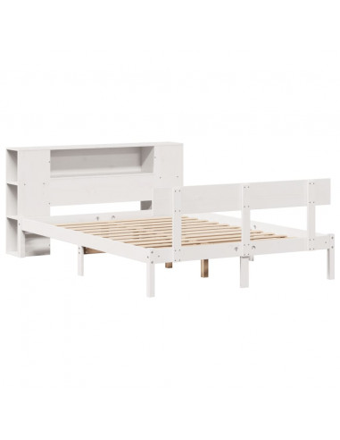 Letto Libreria senza Materasso Bianco 140x200 cm Legno di Pino