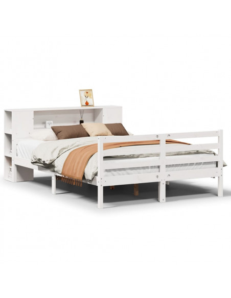 Letto Libreria senza Materasso Bianco 140x200 cm Legno di Pino