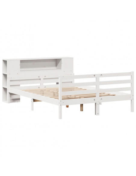 Letto Libreria senza Materasso Bianco 140x200 cm Legno di Pino