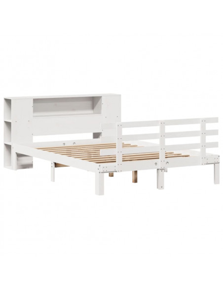 Letto Libreria senza Materasso Bianco 140x200 cm Legno di Pino