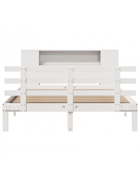 Letto Libreria senza Materasso Bianco 140x200 cm Legno di Pino