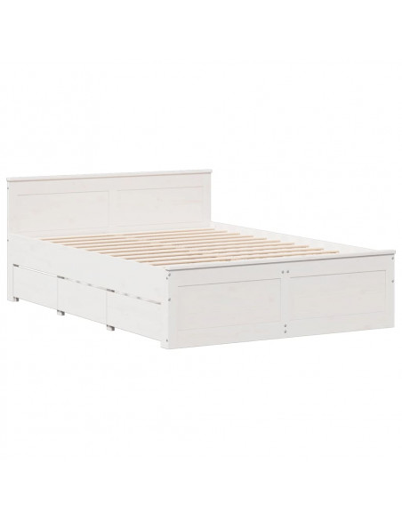 Letto Libreria senza Materasso Bianco 140x200 cm Legno di Pino