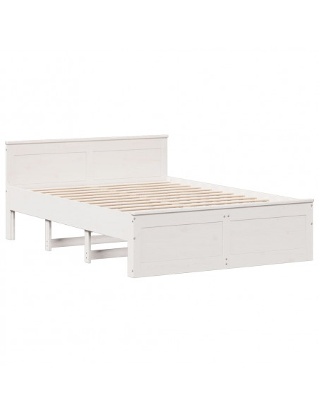 Letto Libreria senza Materasso Bianco 140x200 cm Legno di Pino
