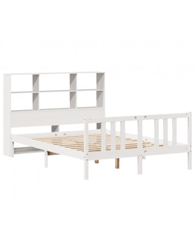 Letto Libreria senza Materasso Bianco 140x200 cm Legno di Pino