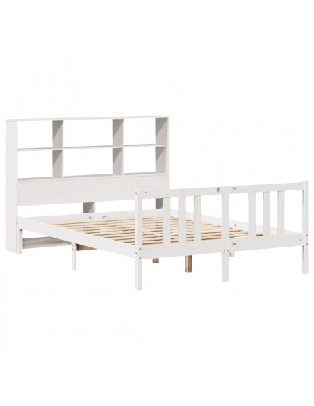 Letto Libreria senza Materasso Bianco 140x200 cm Legno di Pino