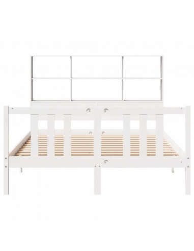 Letto Libreria senza Materasso Bianco 140x200 cm Legno di Pino