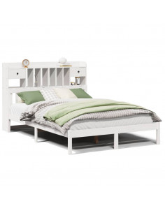 Letto Libreria senza Materasso Bianco 140x200 cm Legno di Pino