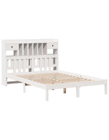Letto Libreria senza Materasso Bianco 140x200 cm Legno di Pino