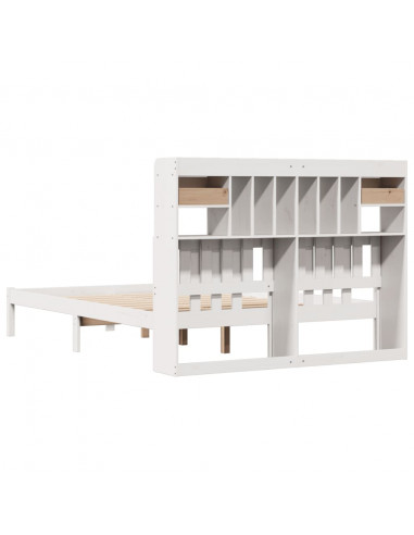 Letto Libreria senza Materasso Bianco 140x200 cm Legno di Pino