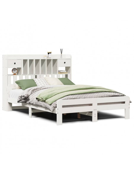 Letto Libreria senza Materasso Bianco 140x200 cm Legno di Pino