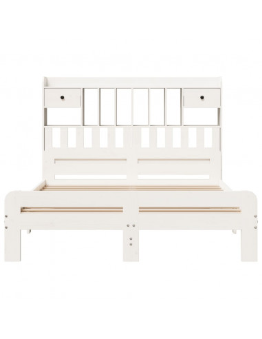 Letto Libreria senza Materasso Bianco 140x200 cm Legno di Pino