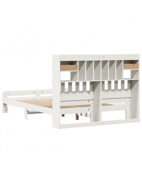 Letto Libreria senza Materasso Bianco 140x200 cm Legno di Pino