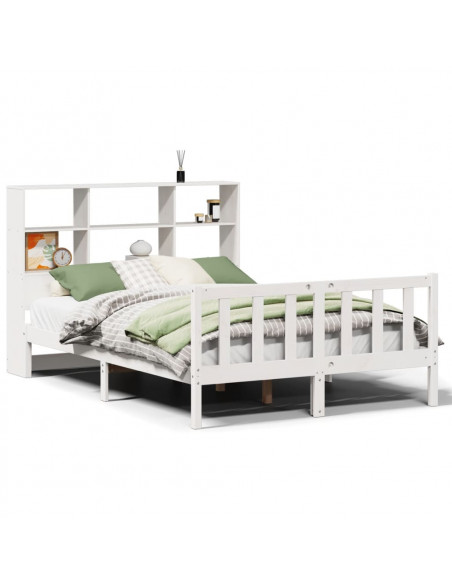 Letto Libreria senza Materasso Bianco 140x200 cm Legno di Pino