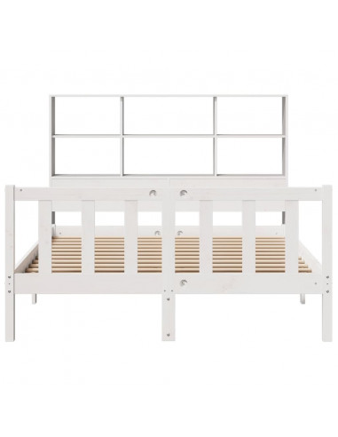 Letto Libreria senza Materasso Bianco 140x200 cm Legno di Pino
