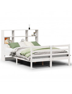 Letto Libreria senza Materasso Bianco 140x200 cm Legno di Pino