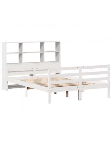 Letto Libreria senza Materasso Bianco 140x200 cm Legno di Pino