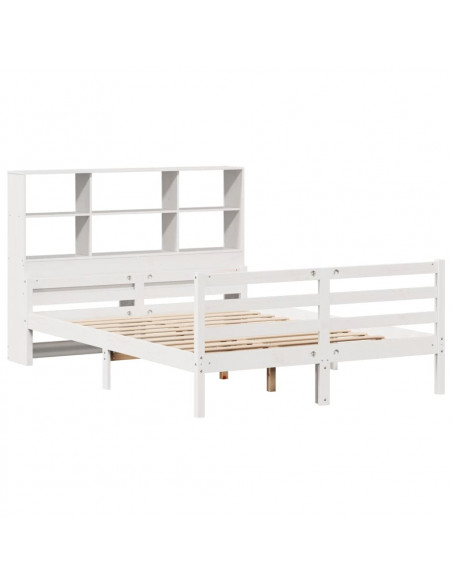 Letto Libreria senza Materasso Bianco 140x200 cm Legno di Pino
