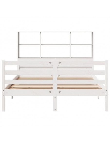 Letto Libreria senza Materasso Bianco 140x200 cm Legno di Pino
