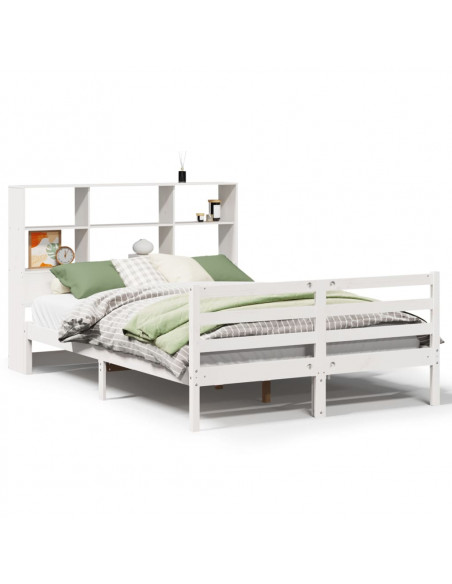 Letto Libreria senza Materasso Bianco 140x200 cm Legno di Pino