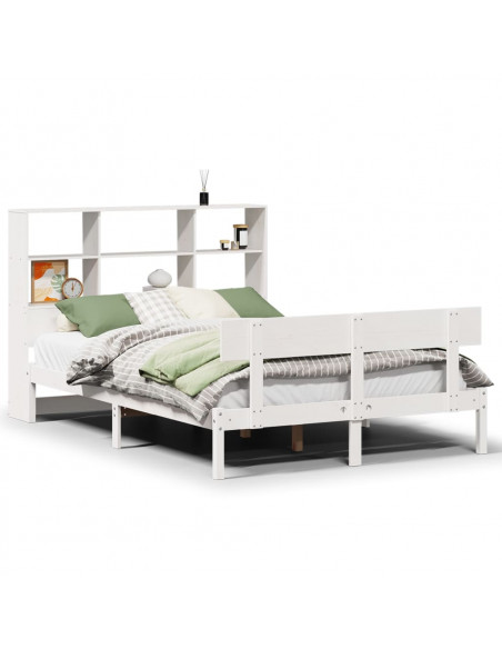 Letto Libreria senza Materasso Bianco 140x200 cm Legno di Pino