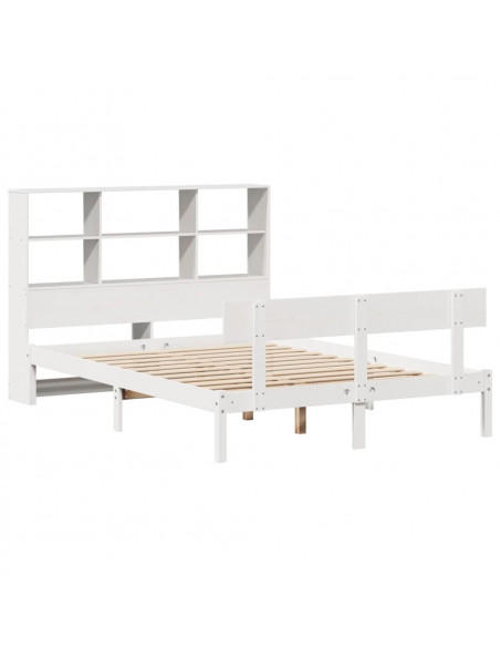 Letto Libreria senza Materasso Bianco 140x200 cm Legno di Pino