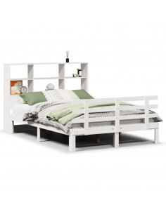Letto Libreria senza Materasso Bianco 140x200 cm Legno di Pino