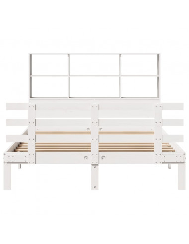 Letto Libreria senza Materasso Bianco 140x200 cm Legno di Pino