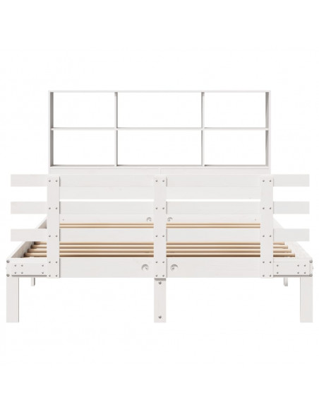 Letto Libreria senza Materasso Bianco 140x200 cm Legno di Pino