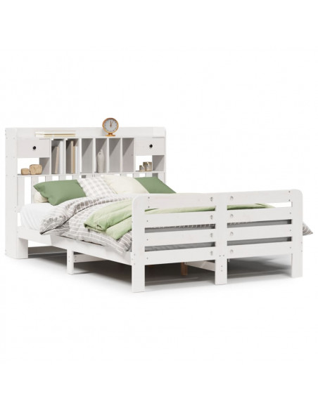 Letto Libreria senza Materasso Bianco 140x200 cm Legno di Pino