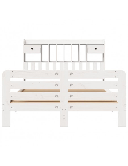 Letto Libreria senza Materasso Bianco 140x200 cm Legno di Pino