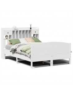 Letto Libreria senza Materasso Bianco 140x200 cm Legno di Pino