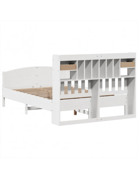 Letto Libreria senza Materasso Bianco 140x200 cm Legno di Pino