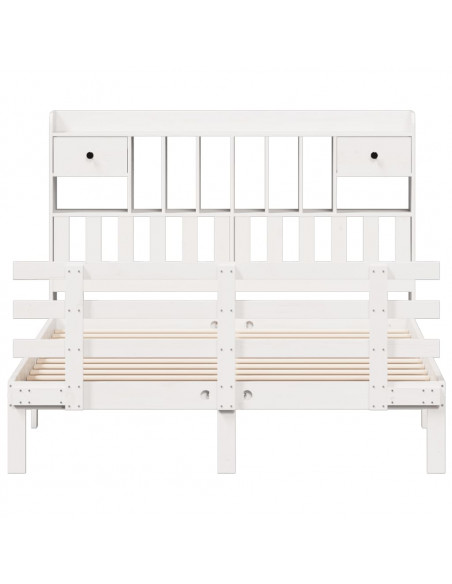 Letto Libreria senza Materasso Bianco 140x200 cm Legno di Pino